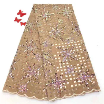 

Nigerian Laces Fabrics 2019 High Quality African Sequins Laces Fabric For Wedding Dress French Tulle Lace Material