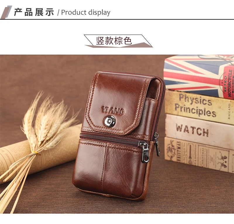 YIANG, брендовая мужская поясная сумка, натуральная кожа, 6,5 дюймов, чехол для телефона, портмоне, кошелек, карман для денег, набедренный ремень, сумки в винтажном стиле