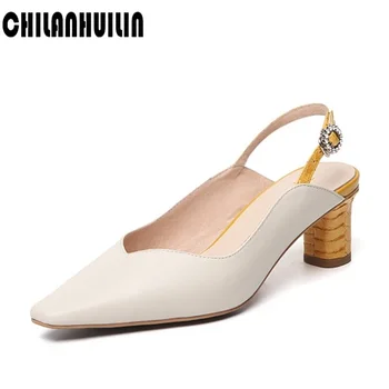 

sexy spike heels pumps genuine leathder metal buckle women shoes 2020 newest summer autumn night club retro shoes woman pumps