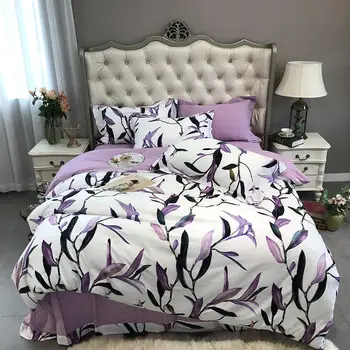 

Setcreasea purpurea Bedding Set cotton Sanding Bed Set Jacquard double side Duvet Cover Set Bed Sheet Pillowcase Queen King size