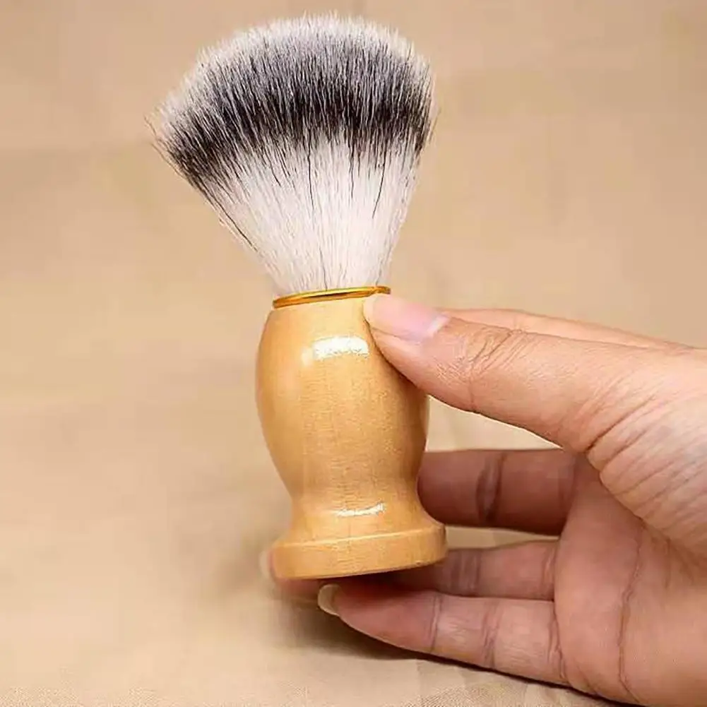 

Beard Shaving Brush Comfortable to Grip Harmless Artificial Fiber Man Beauty Grooming Duster for Daily Life