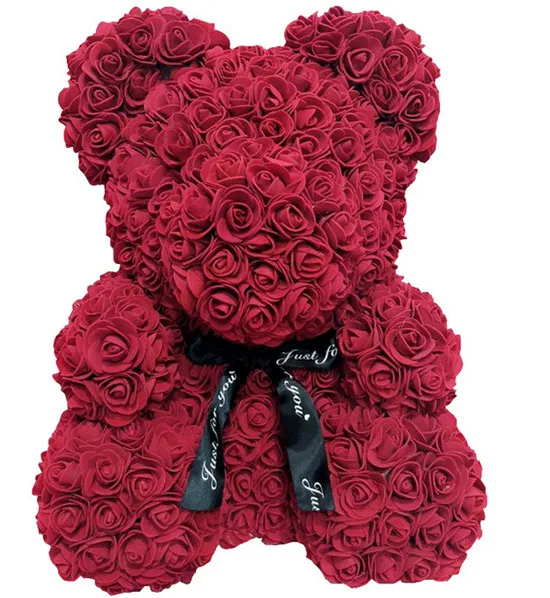 Горячая Мода Розовый мишка плюшевый мишка большой огромный роскошный 40 см ПЭ пена Роза подарок на день Святого Валентина - Цвет: 40cm Wine red
