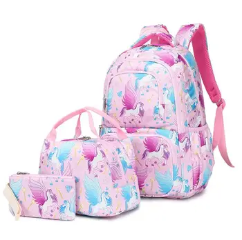 

16 Inch Decor Holografische Laser Rugzak Geborduurd Patent Brief Hologram Rugzak Set Schooltas + Schoudertas + Penbag 3Pcs