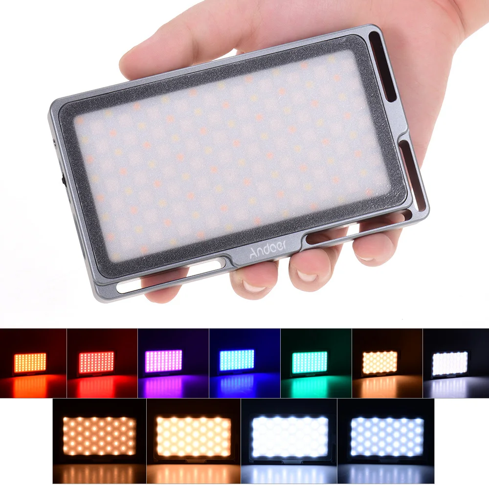 Andoer портативный RGB светодиодный светильник для видео панель с регулируемой яркостью 2500 K-8500 K мини карманный светильник для камеры с о светодиодный экран для YouTube
