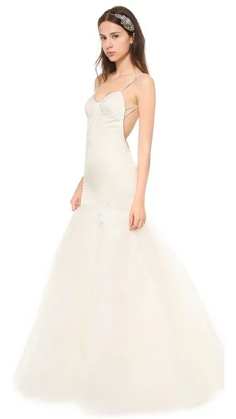 

free shipping vestido de noiva longo sexy backless long robe de mariage 2019 new fashion romantic wedding dress bridal gown