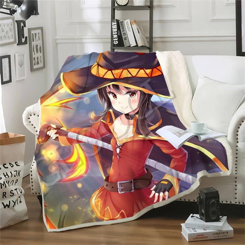 Anime Girl Megumin Konosuba Blankets 3D Print Fashion Sofa Travel Youth Bedding Throw Blankets Sofa Bedspread for Plush Quilt