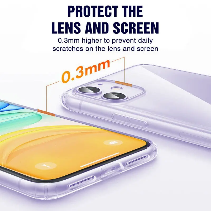 Shockproof Case For Apple iPhone 12 11 Pro MAX 12 mini 7 8 6 6S Plus X XR XS MAX 5S SE 2020 Transparent Silicone Soft Back Cover