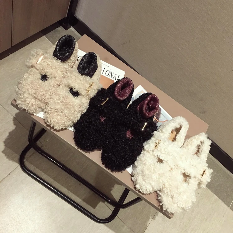 MIULAMIULA Brand Designer Winter New Luxury Soft Bottom Real Rabbit Hair Round Toe Flats Shoes Women Slip On Loafers Casual
