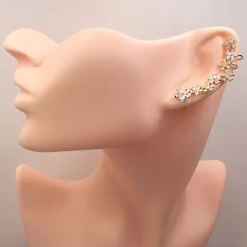 

Lanyika Fashion Jewelry Romantic Plum Blossom Unilateral Left Ear Bones Clip Zircon Inlay Wedding Banquet Party Popular Best Gif