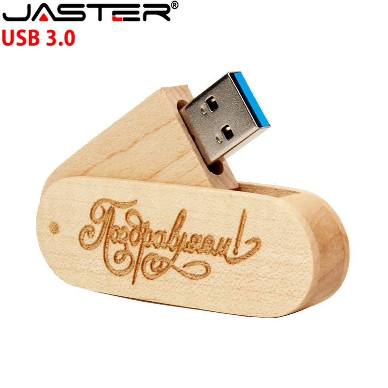 JASTER USB 3,0 лого заказной вращающийся деревянный USB флэш-накопитель Флешка карта памяти, Флеш накопитель 4 ГБ 8 ГБ 16 ГБ 32 ГБ usb creativo