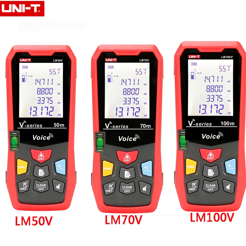 UNI-T LM50V/LM70V/LM100V лазерный дальномер электронная линейка с функцией голосовой трансляции зарядка через usb
