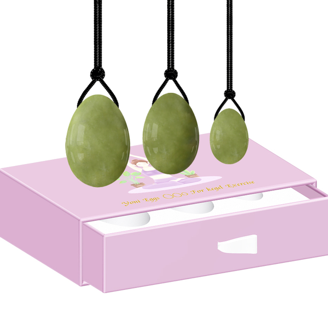 Stone Yoni Eggs Drilled Jade Egg Set with Box Women Kegel Exercise Vaginal Muscle Tightening  Feminine Hygiene Product