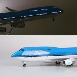 1/157 масштаб 47 см модель самолета Смола Boeing B747 KLM королевские голландские авиалинии модель самолета с светильник на колесах Airbus для коллекции