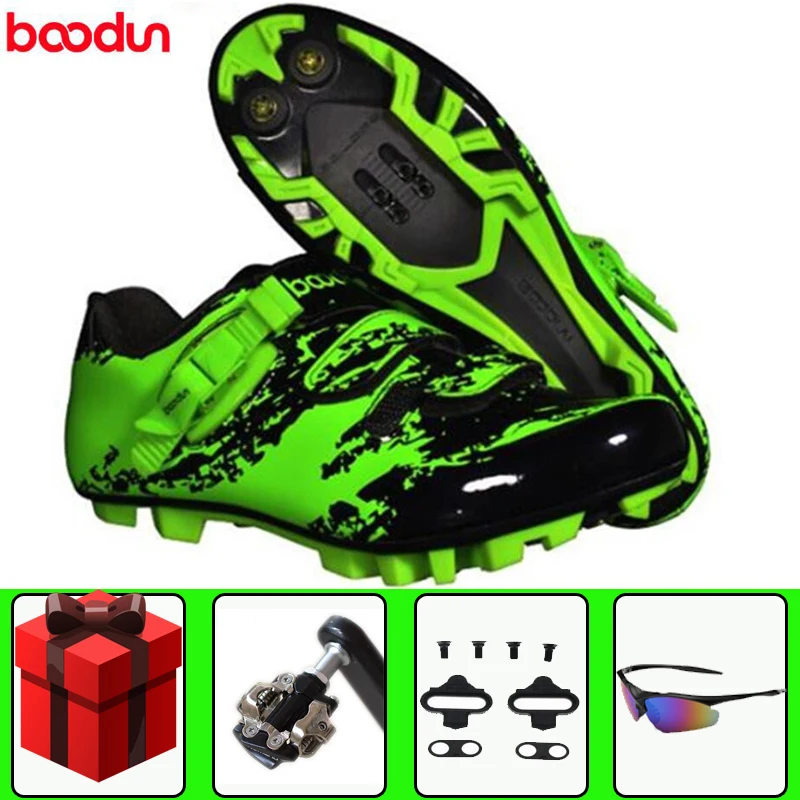 MTB Green Кроссовки, обувь для велоспорта, набор с педалью, sapatilha ciclismo mtb, обувь для горного велосипеда, Мужская обувь для гонок, самоблокирующаяся, спортивная обувь для велосипеда - Цвет: MTB Green