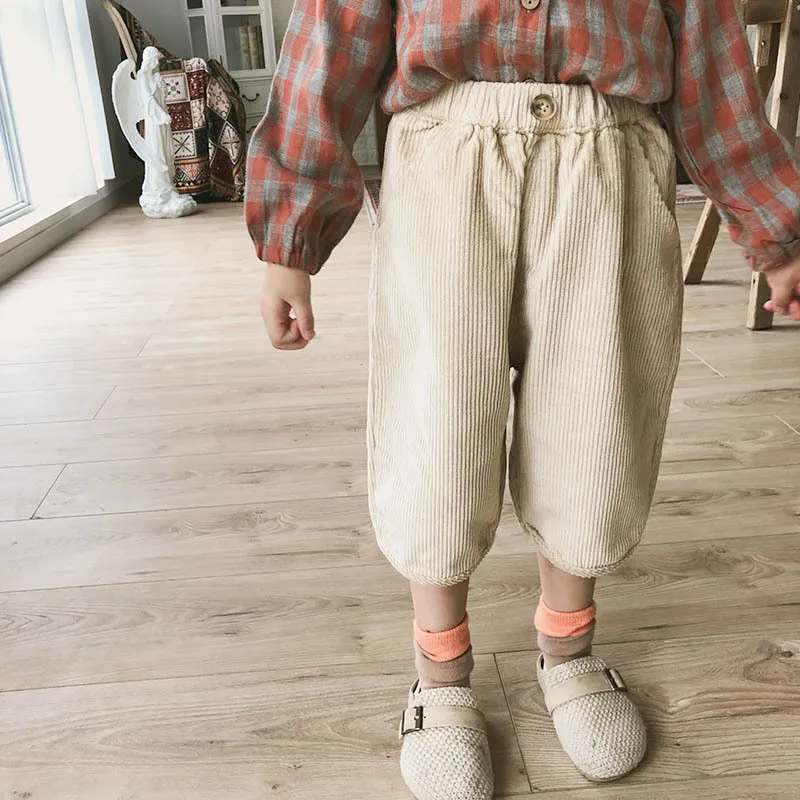 Zmbaby2019 Autumn New Style Girls Corduroy Wide-Leg 9 Pants BOY'S Pants