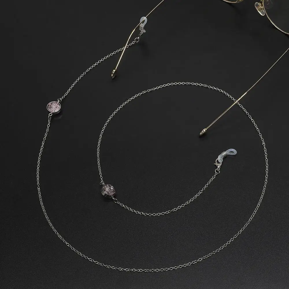 Модные женские розовые бусы цепочки для очков очки на веревке цепочка для очков для чтения очки шнур держатель шейный ремень - Цвет: silver