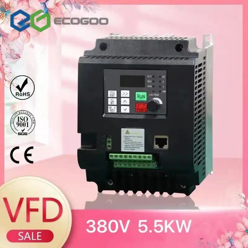 

VFD 380V 4KW AC 380V 2.2KW/4KW/5.5KW/7.5KW/11KW KNK3 Vector Variable Frequency Drive 3-Phase Speed Controller Inverter Motor