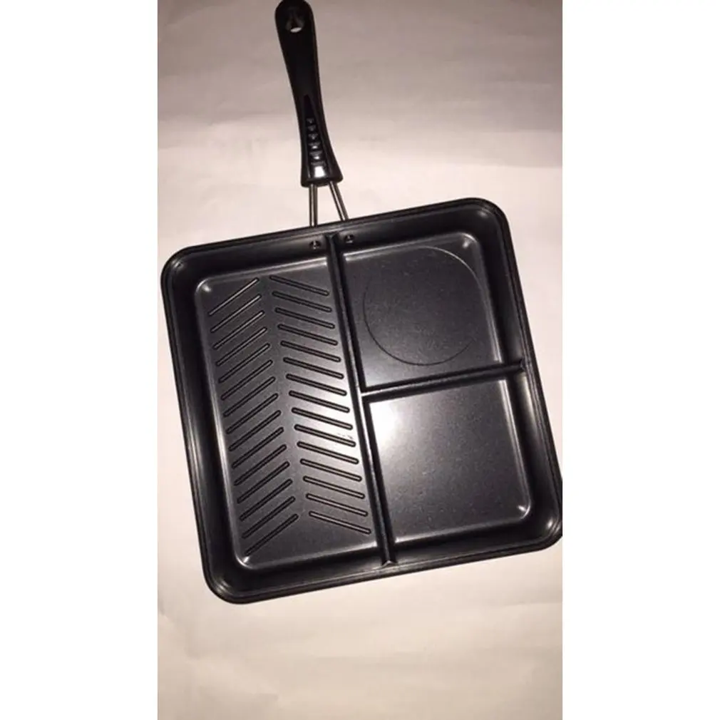 Компактный 3 Way Multi раздел сковородка для жарки Карпов кормовым рыболовные снасти Кемпинг Nonstick Pan квадратный Плита