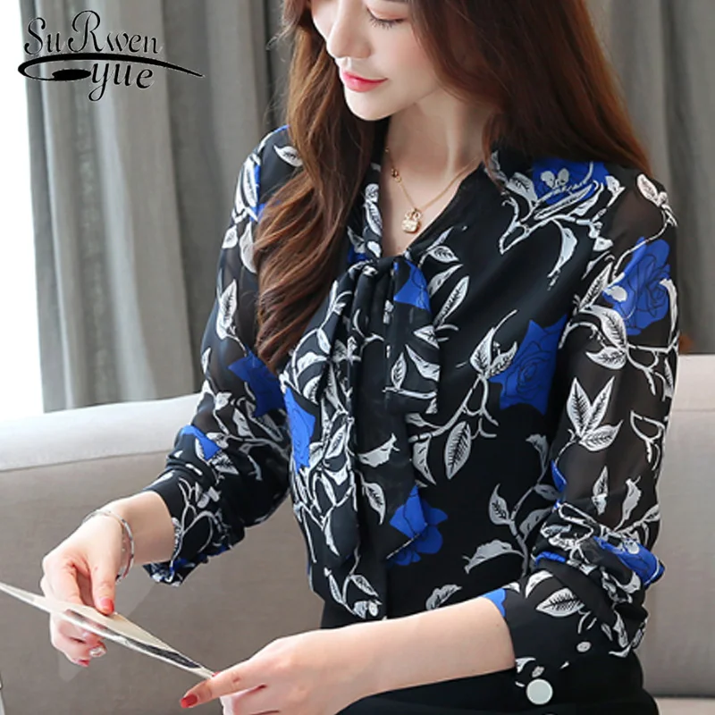

Fashion Print Long Sleeve Chiffon Blouse Korean Style Women Blusas Mujer De Moda 2019 Autumn Plus Size Women Tops blusas 5573 50