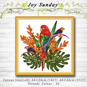 

Parrot birds flower animal decor Patterns 14CT 11CT Counted Cross Stitch Sets embroidery sets Needlework kits Home decor
