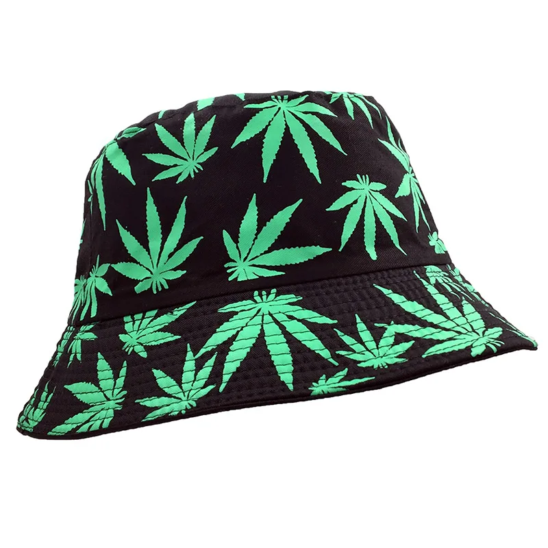 Стиль для женщин и мужчин Vogue Конопляный лист дизайн бассейна шапки кленовые листья Бруклин ведро шляпа Рыбак лето пляж досуг Панама шляпа - Цвет: Зеленый