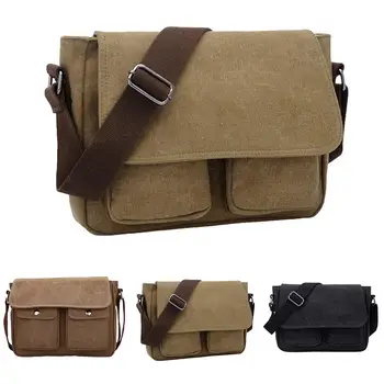 

2019 Hot Casual Crossbody Bags Retro Men Mulit Solid Color Shoulder Bag Messenger Pouch Masculina Durable Canvas Shoulder Bag