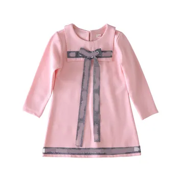 

Bongawan Girls Dresses Letter Print Ribbon Full A-Line Autumn&Winter Children Clothing 3-8 Years Christmas Dress For Girls