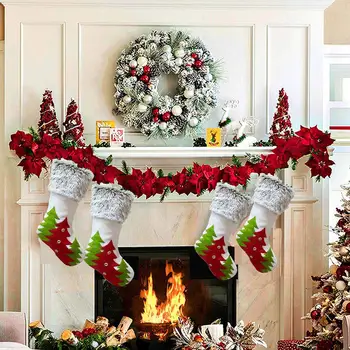 

17.72in Christmas Stockings with Fluff Cuff for Family Holiday Christmas Party Decorations