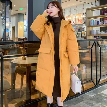 

Women Autumn Winter Jacket Coat with Pockets Hooded Cotton Long Parkas Winter Jacket Women Coat Outwear 2020 Female Jacket