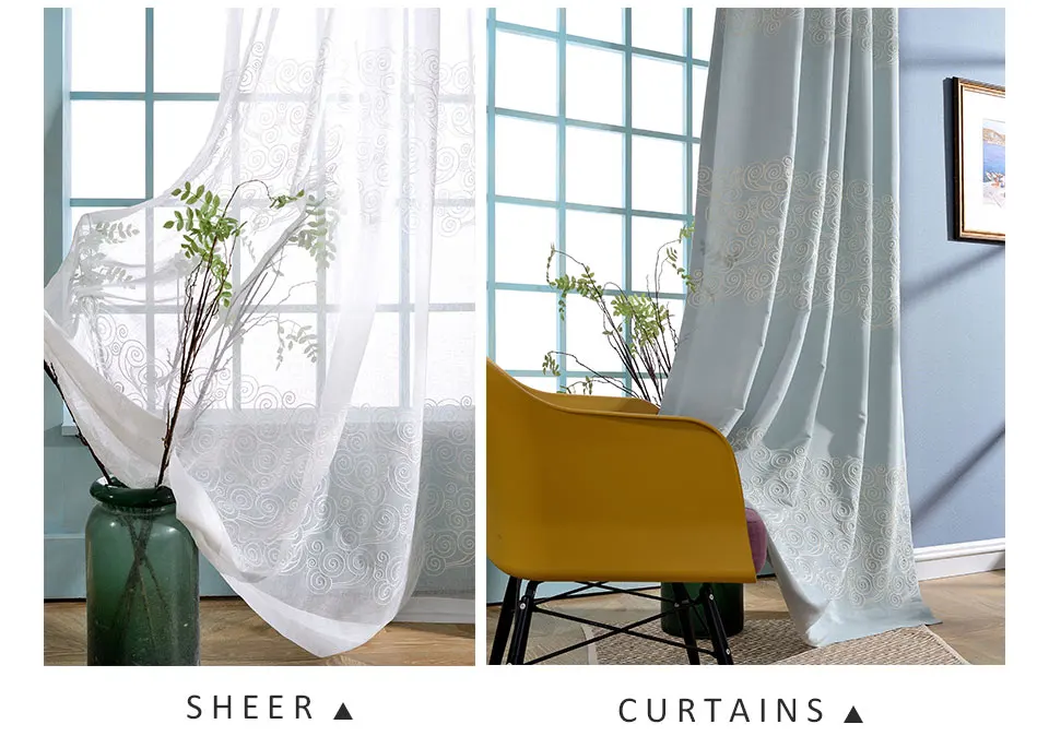 Современные шторы с вышивкой и тюлем для гостиной, спальни, современные тюлевые Шторы для кухни