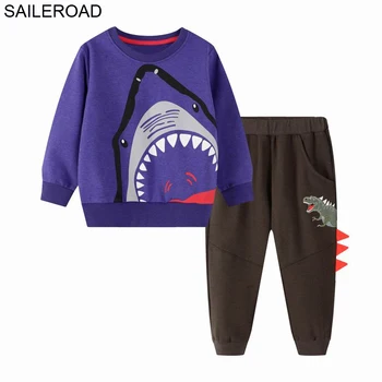 

SAILEROAD Kids Clothing Sets Animal Shark Baby Boys Boutique Clothes Sweatshirt+Pants Suits 2 Piece Children Clothes Suits