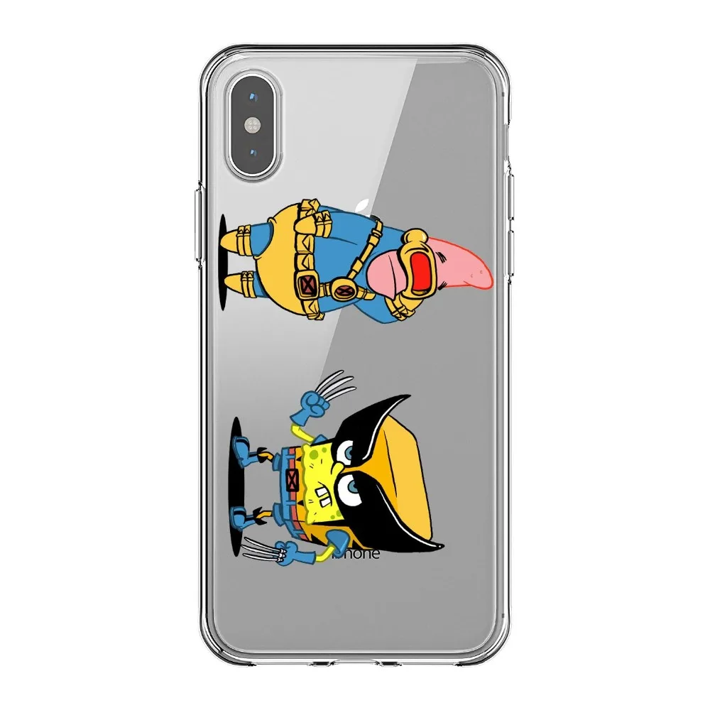 Fashion funny SpongeBob SquarePants and Patrick Soft Silicone TPU Phone Cases Cover For iPhone 5S SE 6 6SPlus 7 8Plus X10 XS MAX
