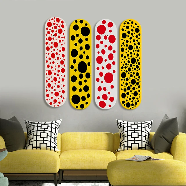 Dekoratív Táblák Fa Panelek Yayoi Kusama Gördeszkás Korcsolyapark Falfestmény Bár Klub Férfiak Barlang Otthoni Dekoráció - Image 2