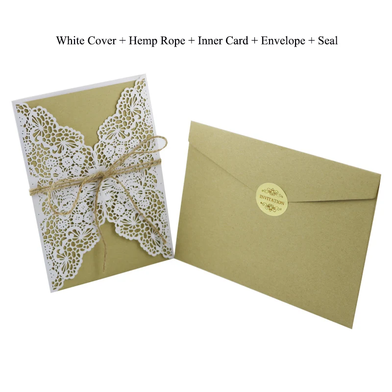 One Set White 1 шт. Западные Ковбойские элегантные свадебные пригласительные открытки с лазерной огранкой с набором пустых зеленых карт свадебные украшения вечерние принадлежности - Цвет: One Set White