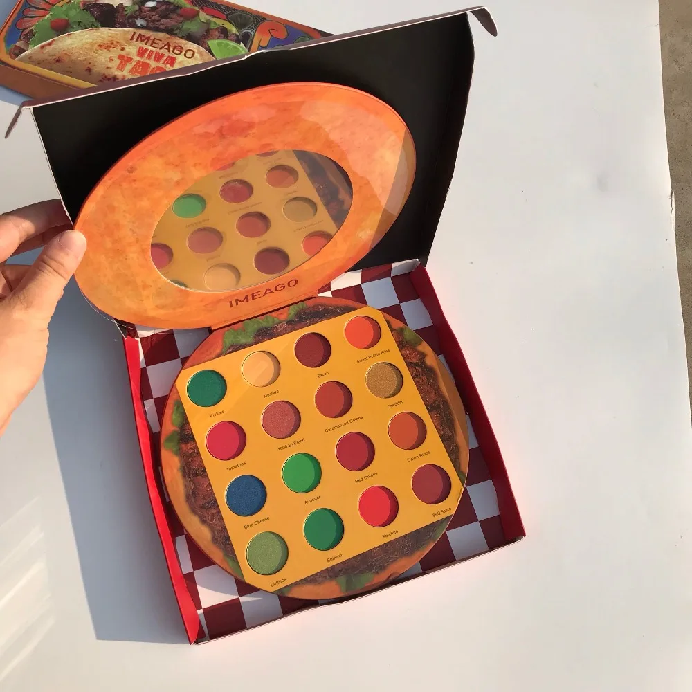 16 цветов гамбугер тени для век Палитра мерцающий матовый Eyeshaow Pallete высоко пигментированный блеск металлик Косметика Макияж Палитра