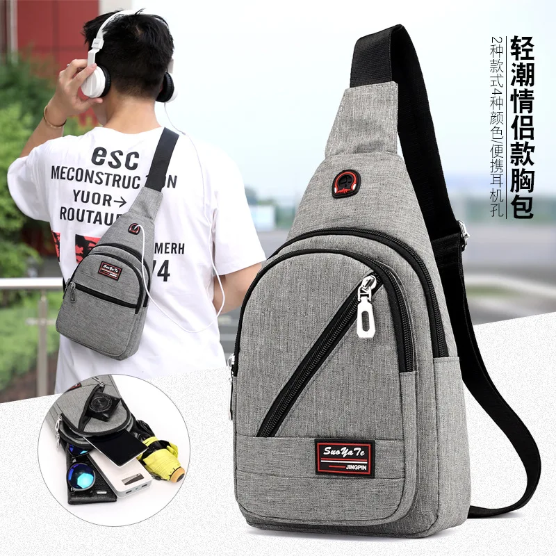 

New Style Lightweight Trend of Fashion COUPLE'S Chest Bag Earphones Music MEN'S AND WOMEN'S Handbags