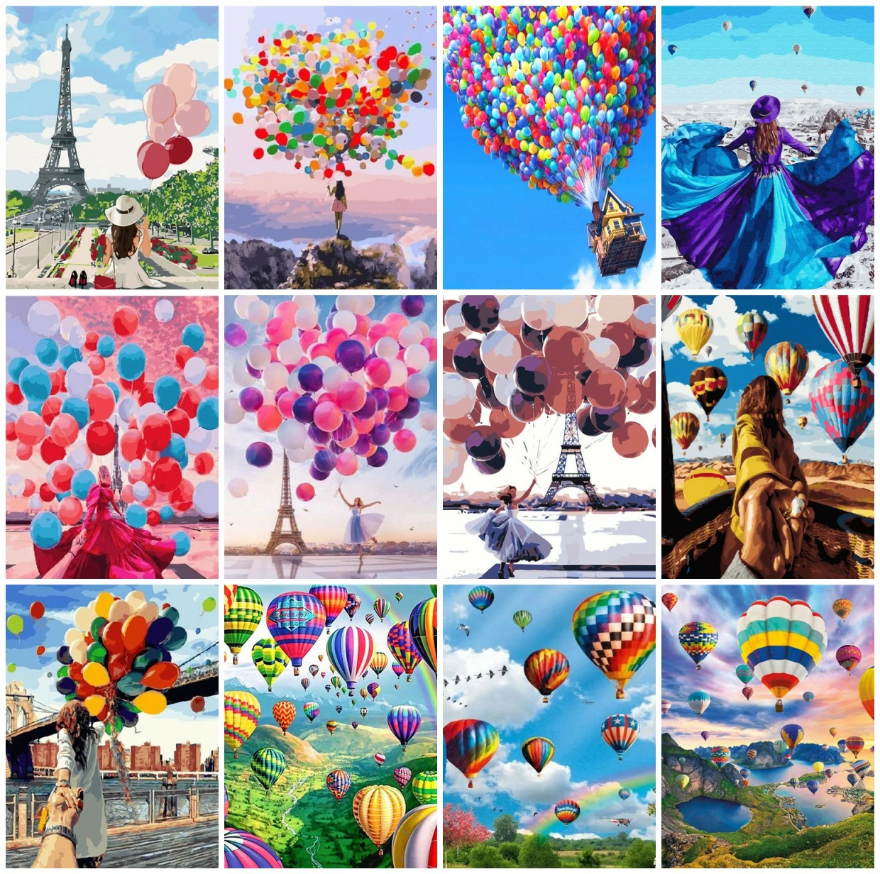 

AZQSD Painting By Number Balloon Coloring By Numbers Landscape Arcylic Oil Painting HandPainted Kit Canvas Home Wall Decor