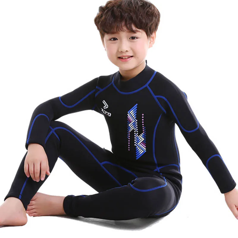 Детские гидрокостюмы для мальчиков и девочек с надписью "УФ-защита молния сзади Молодежный костюм для дайвинга из неопрена купальный костюм G66