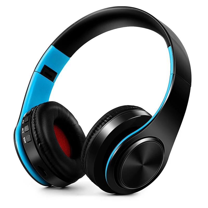 HIFI Stereo Earphones Bluetooth Headphone Music Headset Mic for Mobile Xiaomi Phone Samsung Tablet Blue Black 
