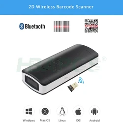 HBAPOS – Mini Scanner de codes barres avec câble USB, Bluetooth 2.4G, sans fil 1D 2D QR PDF417, pour iPad, iPhone, tablettes Android, PC 