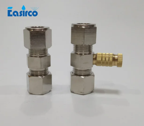 

(10pcs/pack)3/8" one nozzle site Brass with nickle plated OD joint connector. compression pipe fitting