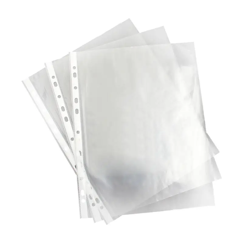 

A4 Clear Plastic Punched Pockets Folders Filing Wallets Sleeves Wallets UKType:100 pieces