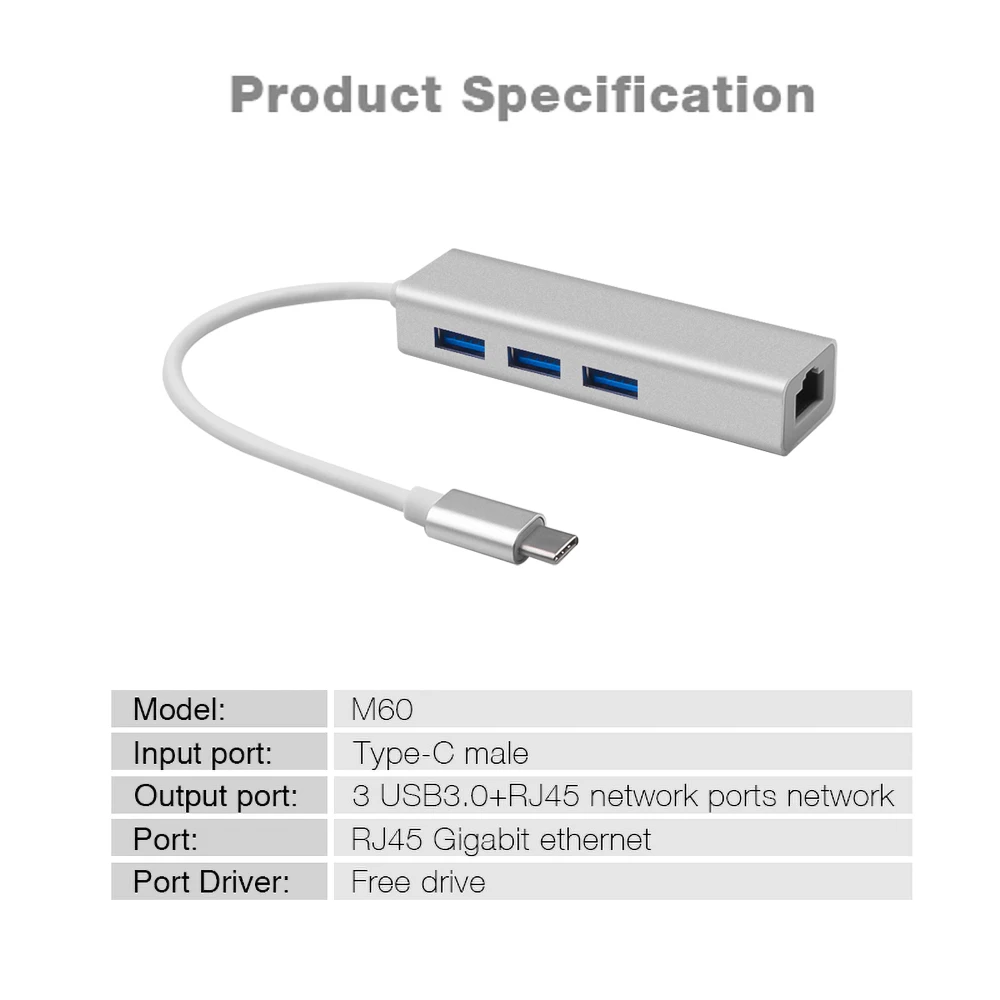 KEBIDU USB C концентратор Gigabit Ethernet Rj45 Lan адаптер usb type C к USB 3,0 концентратор 10/100/1000 сетевая карта для MacBook