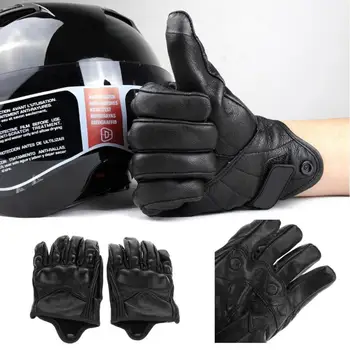 

VODOOL Men Motorcycle Gloves Outdoor Sports Full Finger Motorcycle Riding Protective Armor Short Leather Winter Motorcycle Glove