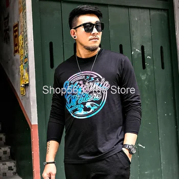 

Jeanu Jin You Super Brand Big Size Men's Wear Long Sleeve T Shirt Printing Round Neck Long Sleeve Shirt Plus Size Plus Fat
