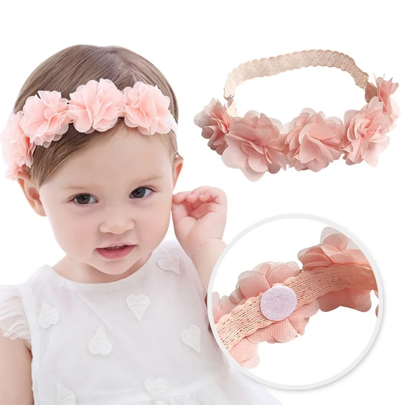 

Baby Flower Headband Pink Ribbon Hair Bands Handmade DIY Headwear Hair accessories for Children Newborn Toddler sx1