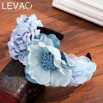 

Levao Colorful Flower Hair Hoop Floral Crown Headband for Women Tiara Headwear Net Yarn Flowers Garland Wreath Hair Accessories