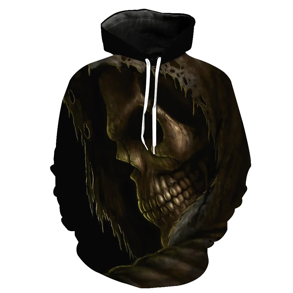Skeleton Printed Hat Pocket Cover Men's Tidal Wear Sweatshirts Printing Blouse hoodies |