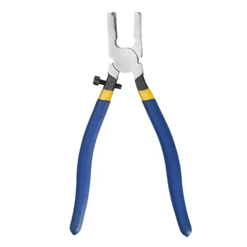 

8 Inch 1Pcs Blue Non-Slip Handle Breaking/Cutting Glass Pliers Stained Glass Tools Flat End Breaker Pliers Hardware Hand Tools