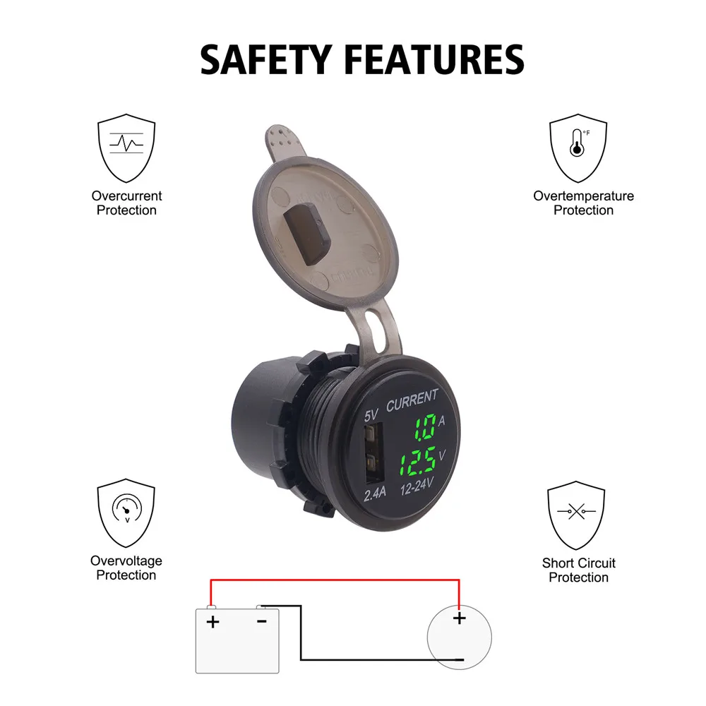 12-24V зарядка для мотоцикла водонепроницаемый 3,0 USB зарядное устройство 5V 2.4A светодиодный дисплей Вольтметр для мобильного телефона зарядное устройство